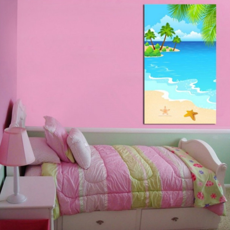 Παιδικός πίνακας σε καμβά με παραλία
